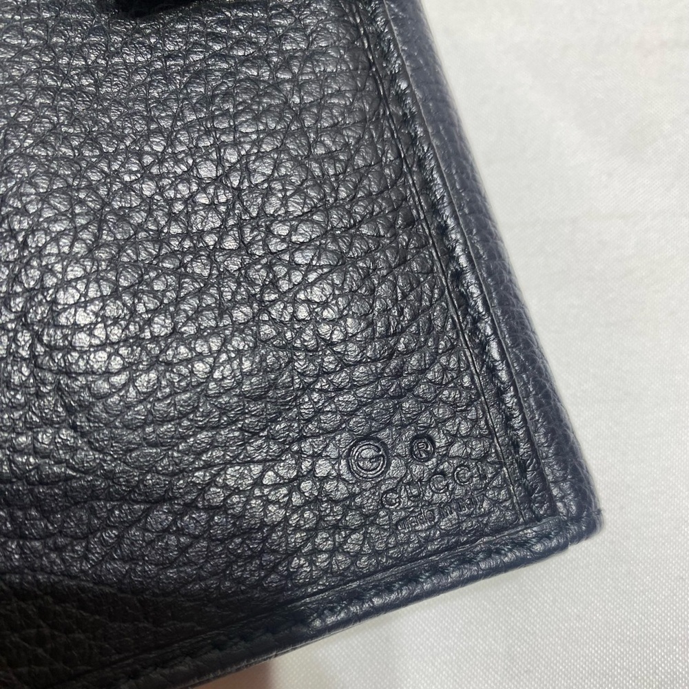 GUCCI 231843 Studded Interlocking GG Long Wallet Pebbled Leather Black Authentic - Picture 7 of 12